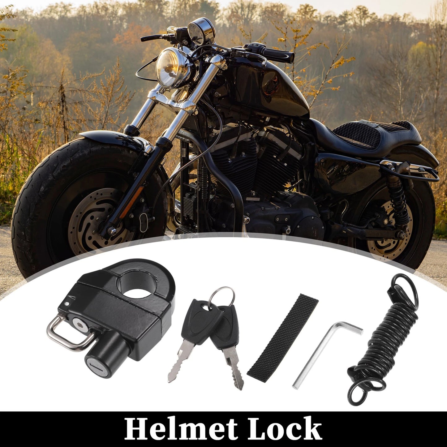 Helmet Lock Set Anti-Theft Cable for Motorcycle