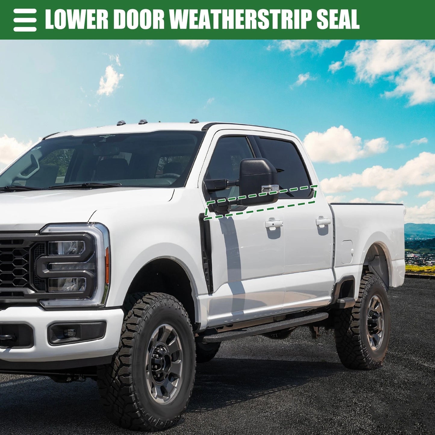 Window Weatherstrip for Ford F-250 2013-2016 Rubber Seal Black 2 x Pieces