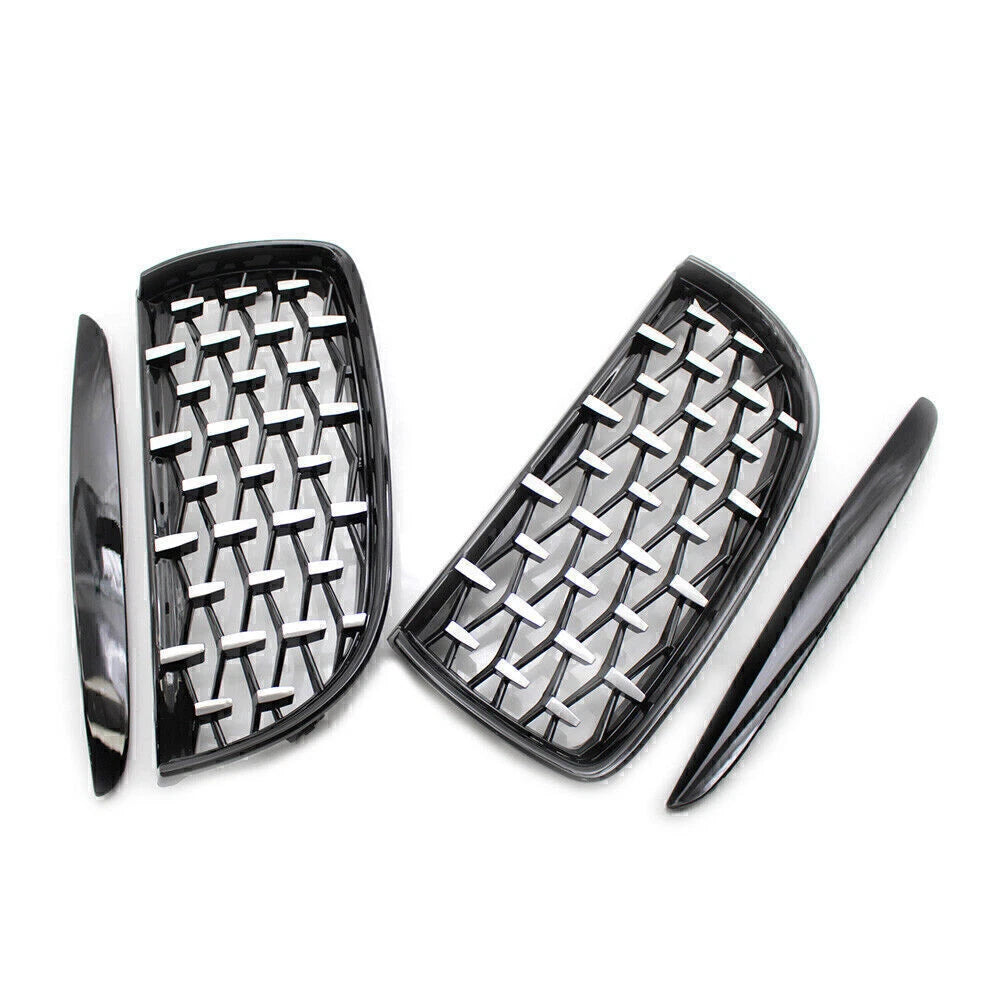 Front Black Frame & Chrome Grille Diamond Meteor Style for BMW E90 (2005-2008)