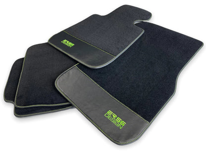 Floor Mats for BMW 1 Series E81 Carbon Fiber Leather Green (2004-2013)