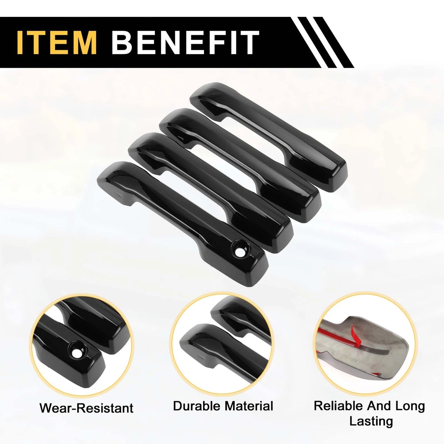 Glossy Black Exterior Door Handle Covers for Toyota Tundra (2022)