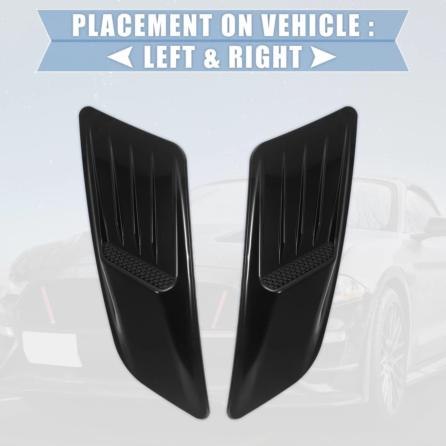 Front Hood Engine Air Vent Cover Glossy Black for Ford Mustang (2015-2017)