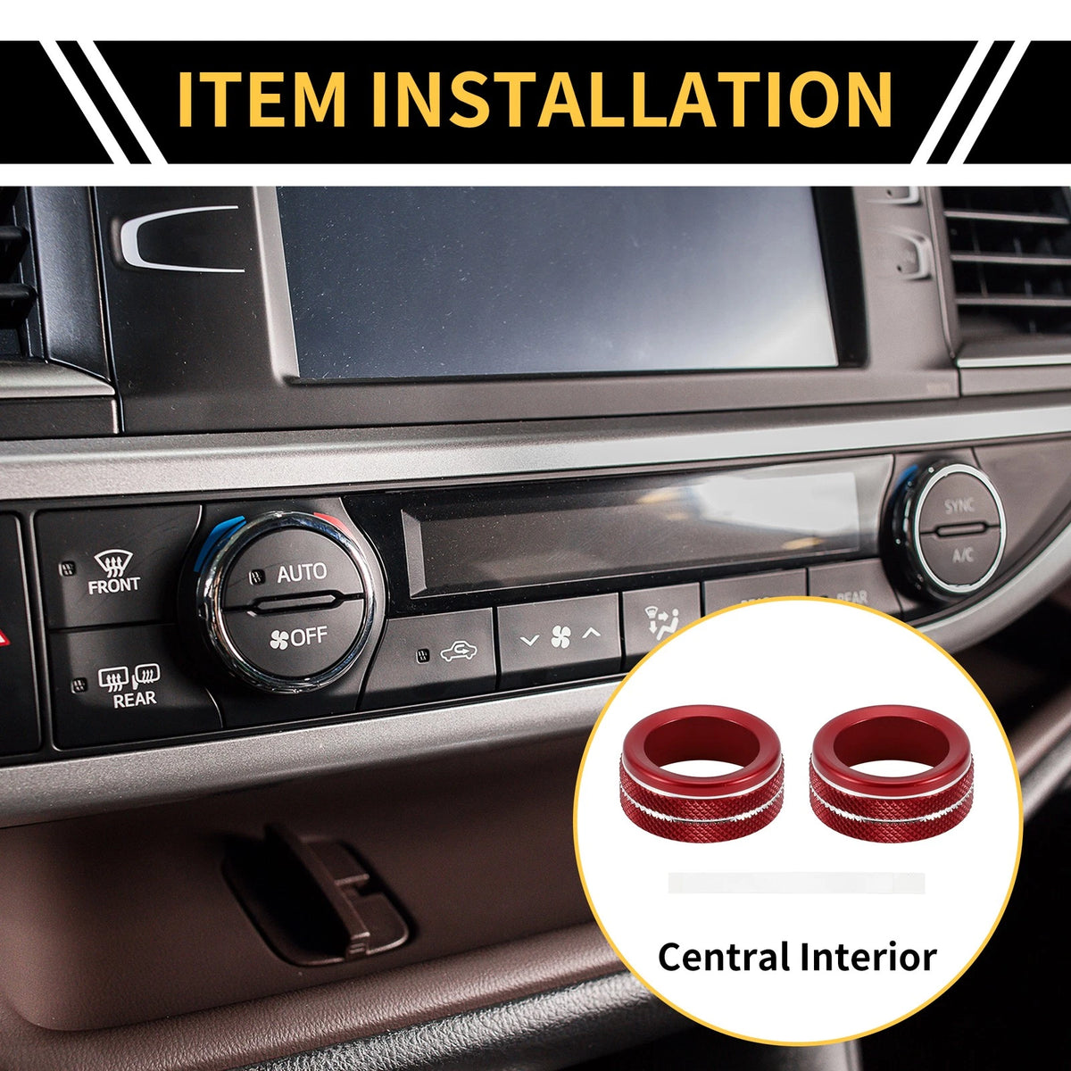 Red Audio Volume Tune Switch Knob Cover Ring for Toyota Tacoma (2020-2023)