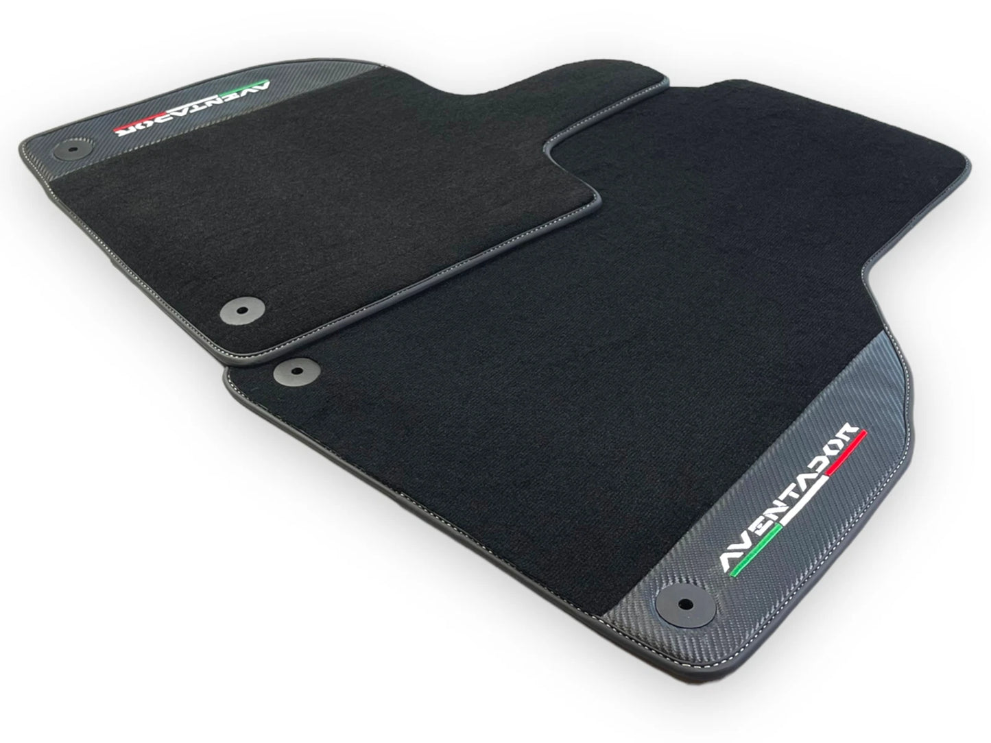 Black Floor Mats for Lamborghini Aventador 2012-2022 with Carbon Fiber Leather