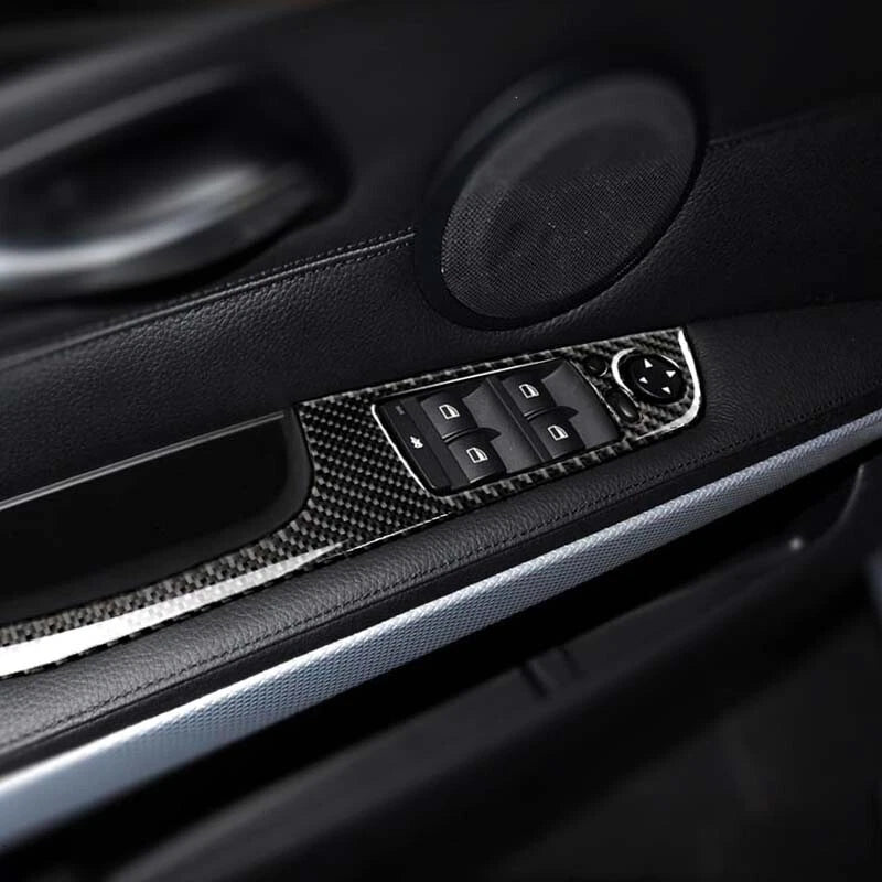 RHD Carbon Fiber Window Switch Cover Trim fit For BMW 3 Series E90 320i 325i
