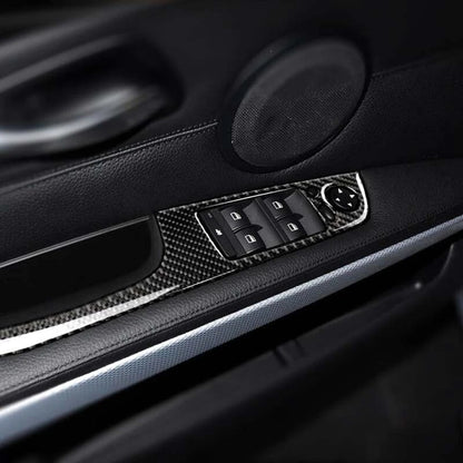 RHD Carbon Fiber Window Switch Cover Trim fit For BMW 3 Series E90 320i 325i