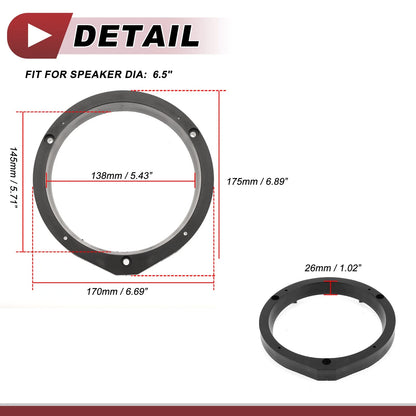6.5" Speaker Spacer Ring Adaptor for Honda CRZ (2011-2016) -  Set