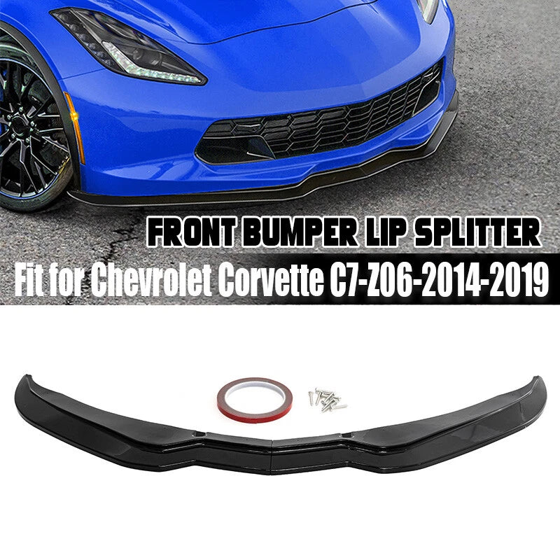 Front Splitter Bumper Lip Spoiler Gloss Black for Corvette C7 Z06 (2014-2019)