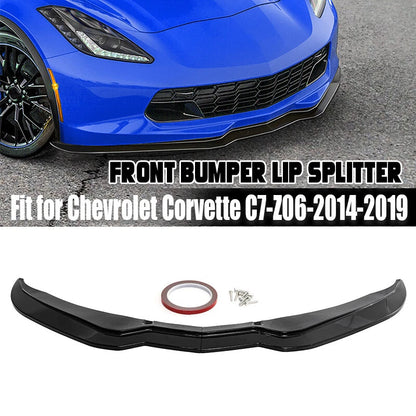 Front Splitter Bumper Lip Spoiler Gloss Black for Corvette C7 Z06 (2014-2019)