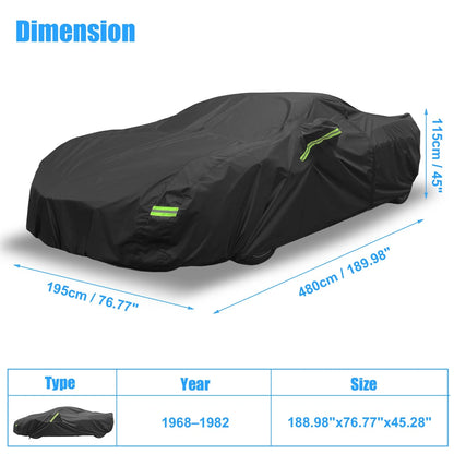 Waterproof Car Cover for Chevrolet Corvette C8 with Zipper Black (2020 - 2022)