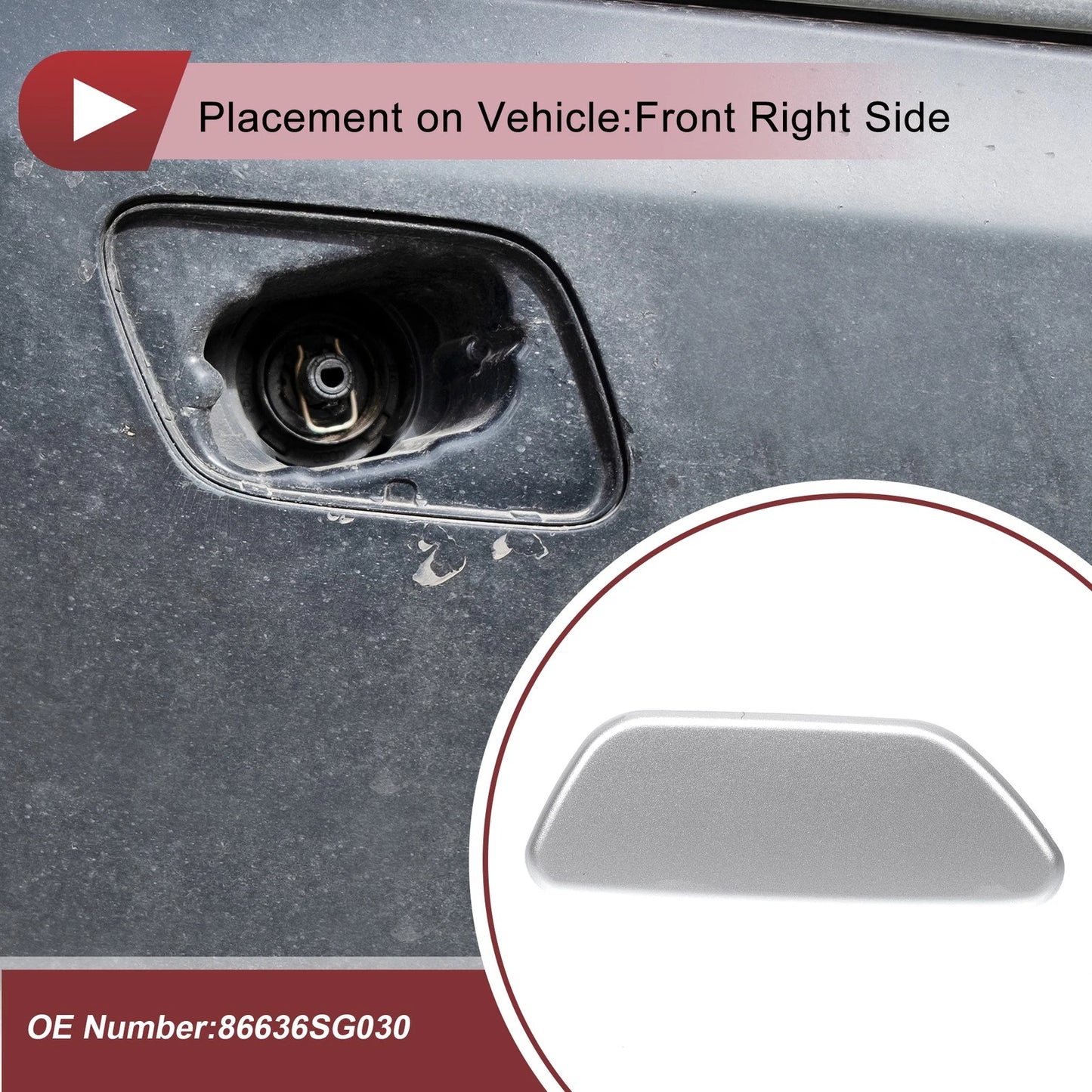 Front Right Washer Nozzle Cover for Subaru Forester (2013-2015) Silver
