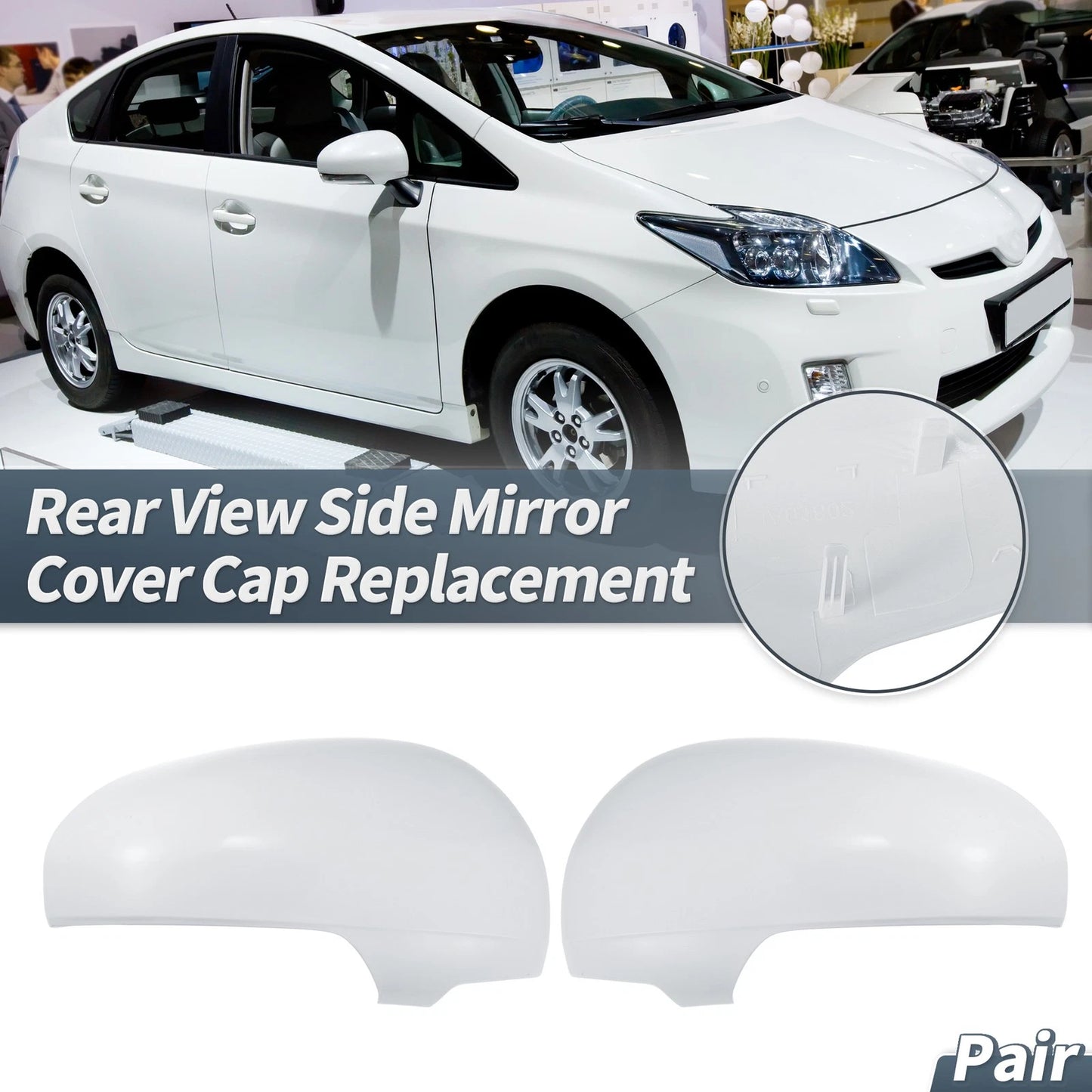 Rearview Mirror Cover Cap White for Toyota Prius (2010-2012)