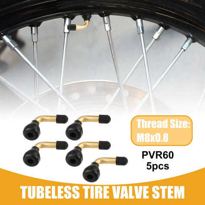5 x Tubeless Tire Valve PVR60 Gold Tone for Cars, Motorcycles