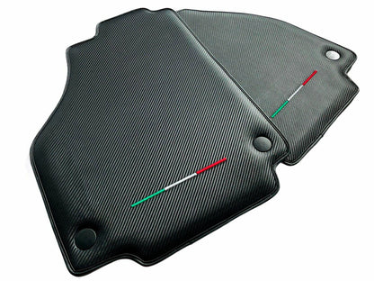Floor Mats Set for Ferrari 488 GTB Carbon Leather Black (2015-2019)