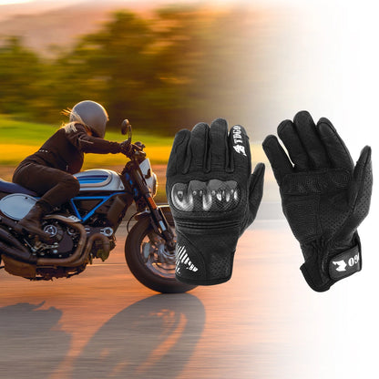 Pair Motorbike Gloves Spring Summer Breathable Smartphone Touch L Black Nylon