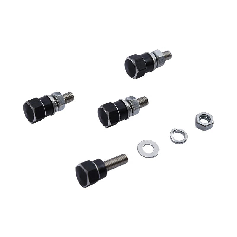 4 x Aluminum Black & Silver Hex License Plate Frame Bolts for Harley Yamaha