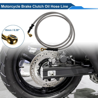 170cm Motorcycle Brake Clutch Oil Hose Line Silver Tone for Make Model