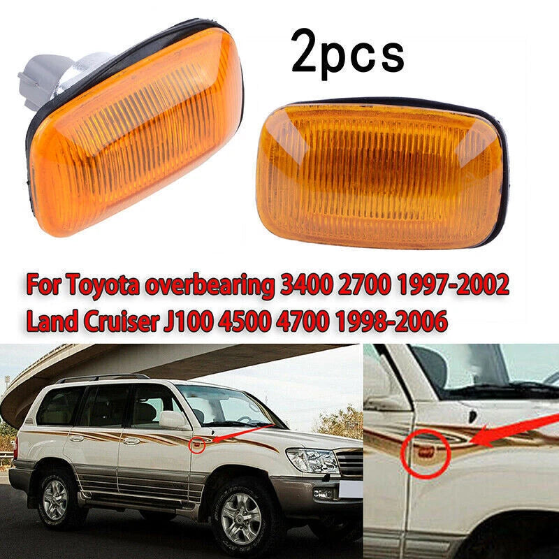 2 x Side Fender Marker Turn Signal Lights for Toyota Land Cruiser LC100 (1998-2006)