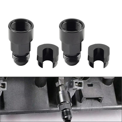 Black 6AN Male to 3/8" Quick Disconnect EFI Fuel Rail Adapter for Car