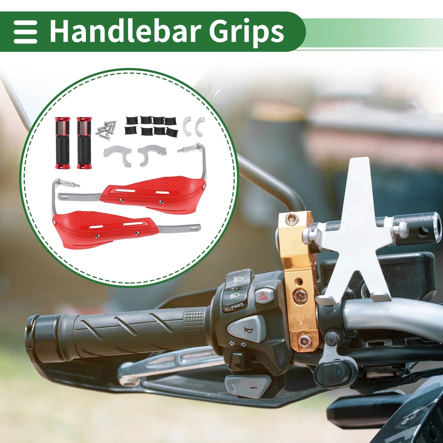 Hand Grips Cover Kit for Motorcycle Aluminum Alloy Rubber Side Red