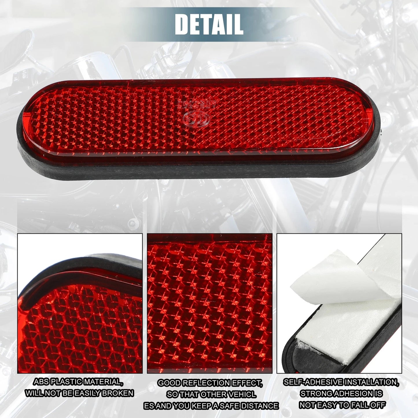 Spoke Reflective / 100x30mm / Self Adhesive for Motorcycle Red