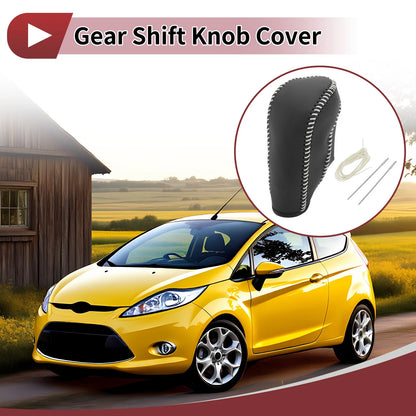 Car Gear Shift Knob Cover for Ford Fiesta (2011-2019) - Black Beige Faux Leather
