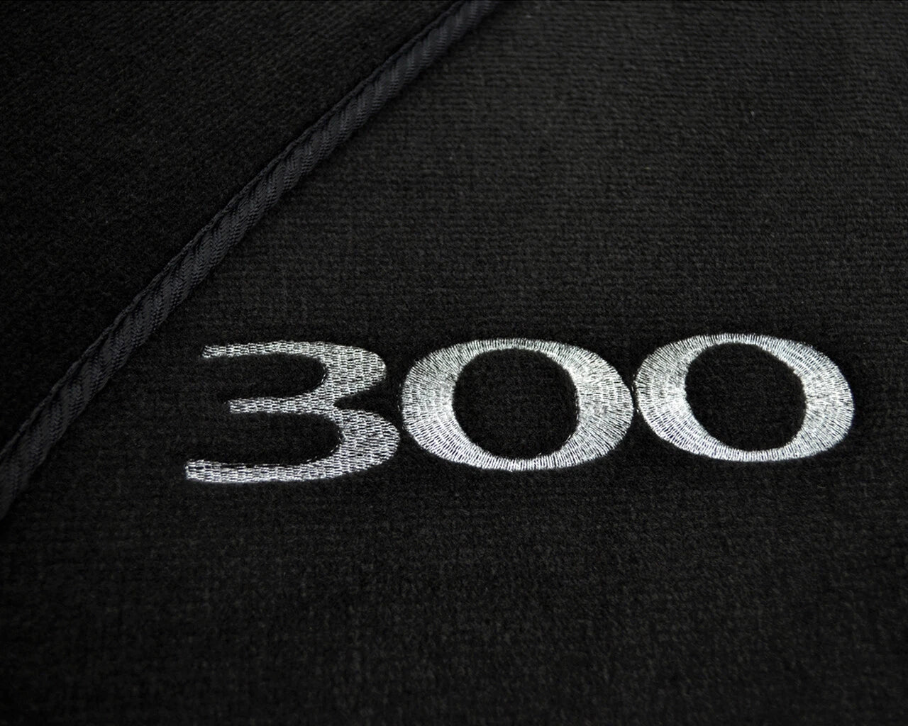Floor Mats for Chrysler 300C 2011 - Black Tailored Carpets with 300 Emblem Set