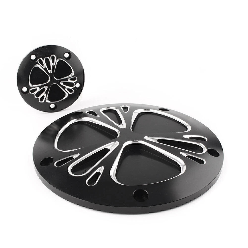 Black Clutch Timer & Point Covers for Harley Dyna, Softail, Sportster