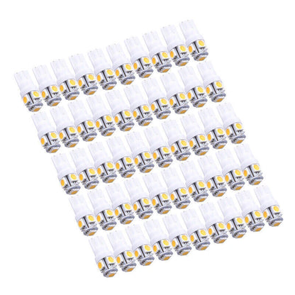 50PC Warm White T10 Wedge 5050 5SMD LED Dome Map License Light Bulbs
