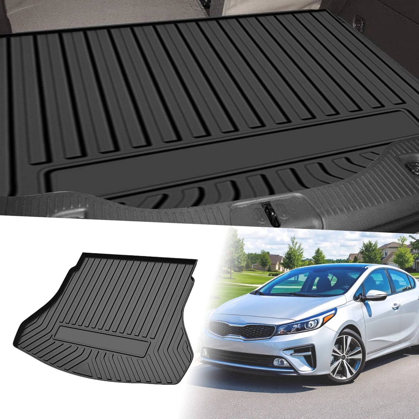 Flat Face Cargo Liner Rear Trunk Mat for Kia Forte (2018-2020) 1 Pc