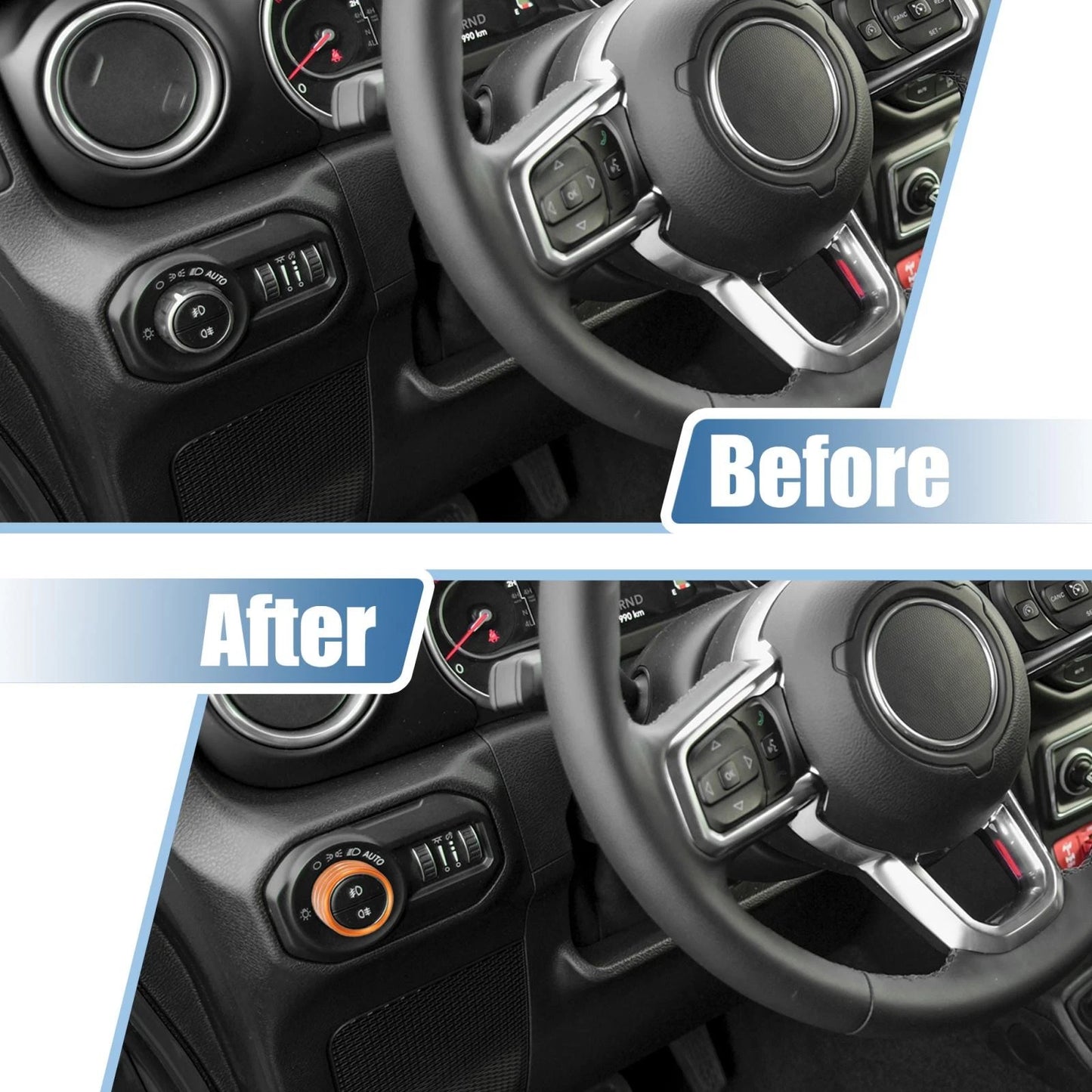 Air Conditioner & Headlight Switch Knob Cover Set for Jeep Wrangler (2007-2018)