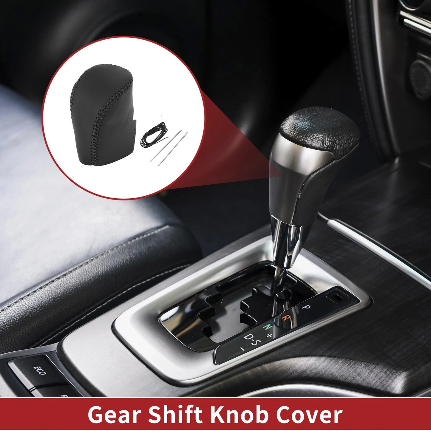 Car Gear Shift Knob Cover for Honda HR-V (2023-2024) Black Faux Leather