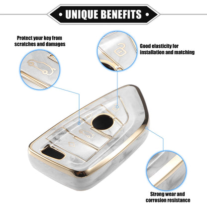 TPU Gray 4 Buttons Remote Smart Key Fob Cover for BMW 3 4 5 6 7 Series