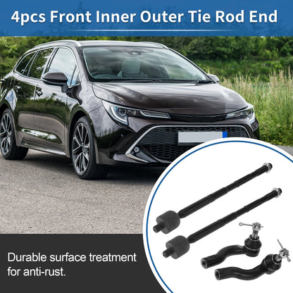 4pcs Front Inner Outer Tie Rod Ends for Toyota RAV4 & Scion TC (2006-2012)