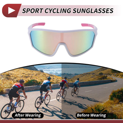 Set Motorcycle Riding Goggles Pink Lens White Pink Frame PC UV400