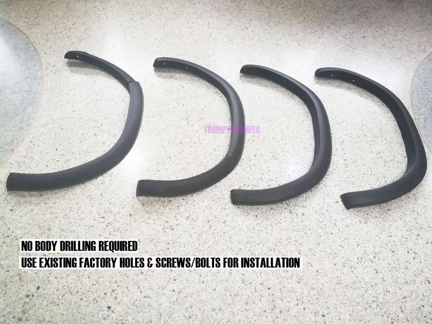 3" Matte Black Slim Fender Flares for Toyota Hilux Widebody (2018-2020)
