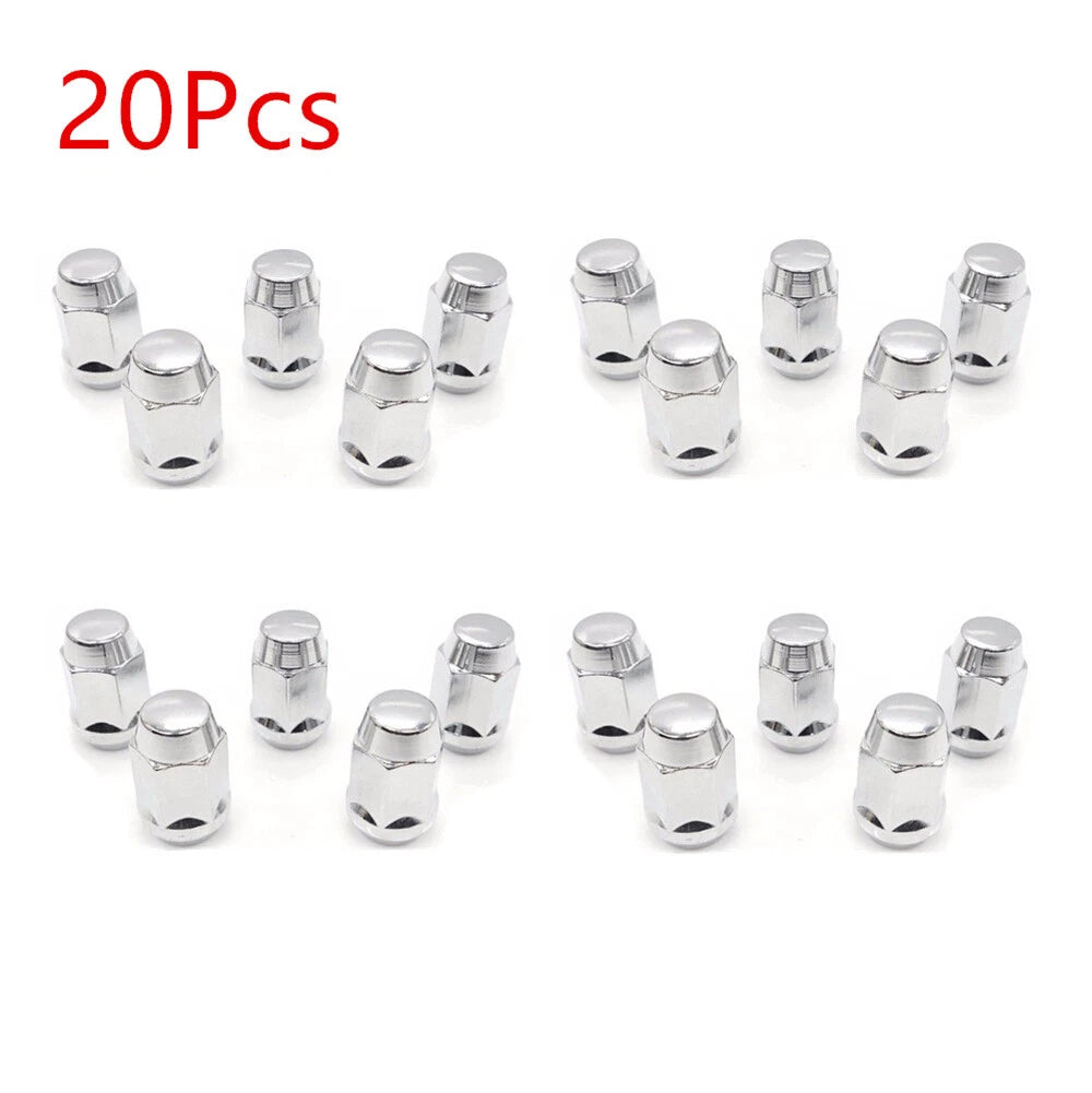 20 x Silver Wheel Nuts 1/2-20 for Jeep Cherokee, Wrangler, Dodge RAM