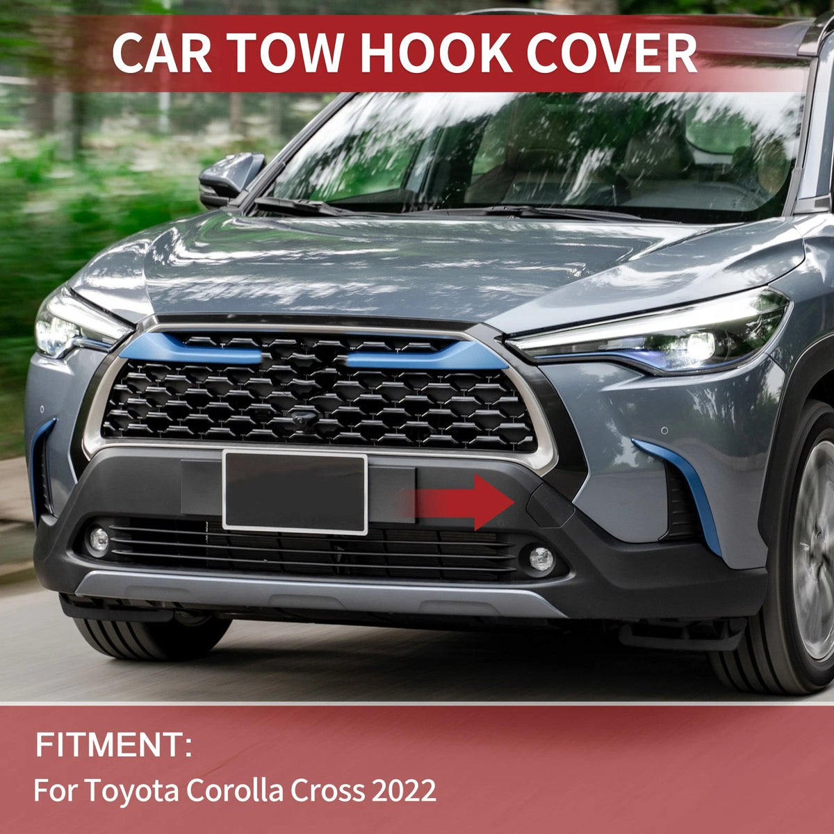 Tow Hook Cover Cap for Toyota Corolla Cross (2022-2023) - Black 1 Pc