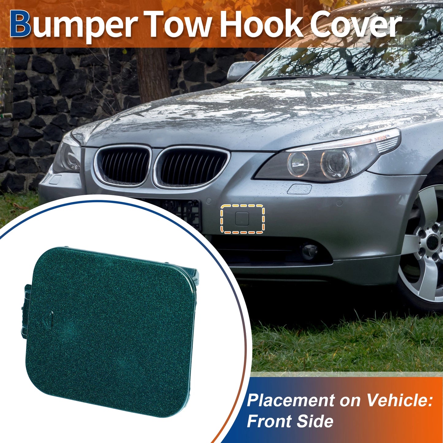 Front Car Bumper Tow Hook Cover for BMW 528i 535i (2011-2016) Dark Green