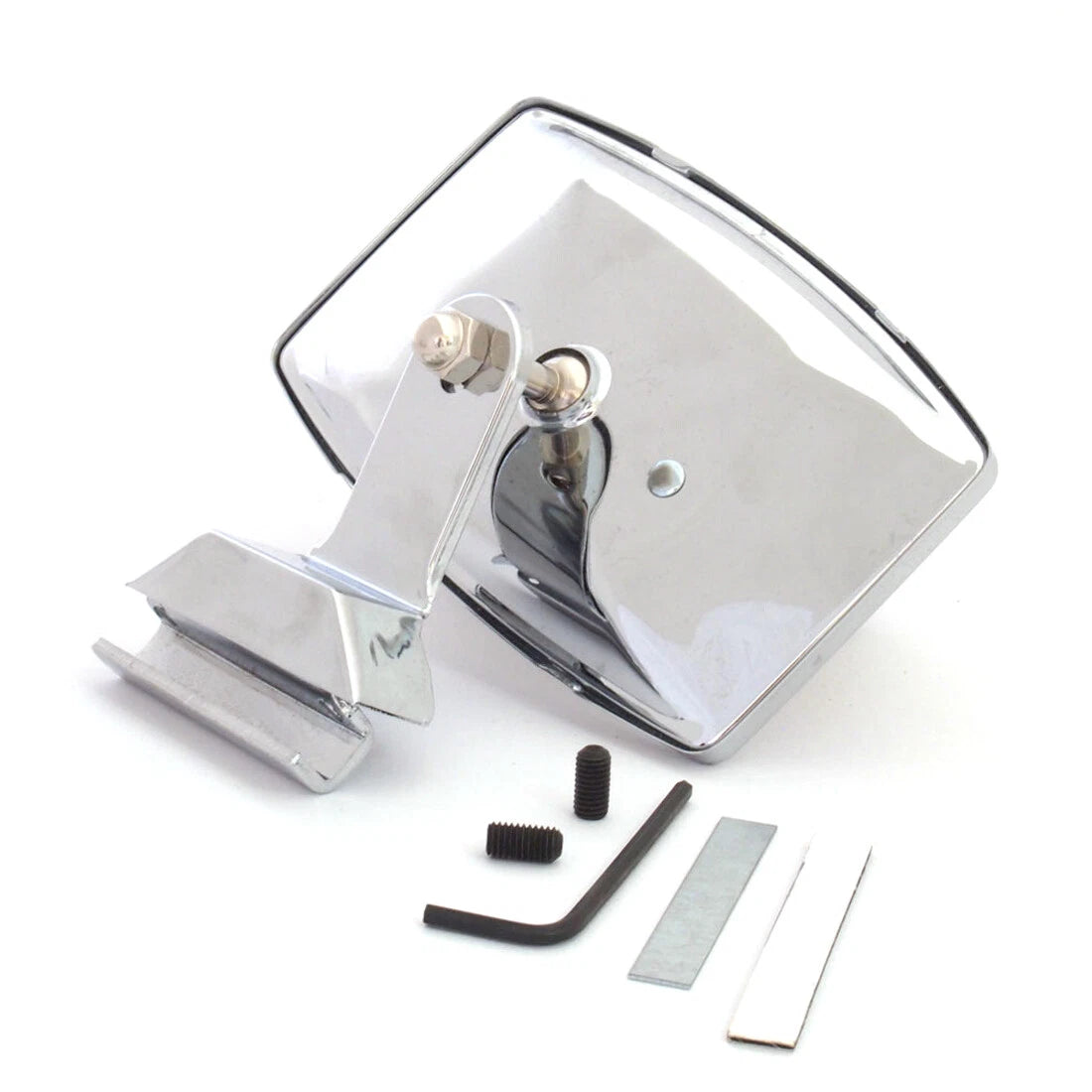 CLight -On Rectangular Stainless Mirror for Hotrod Classic Car Quarterlight