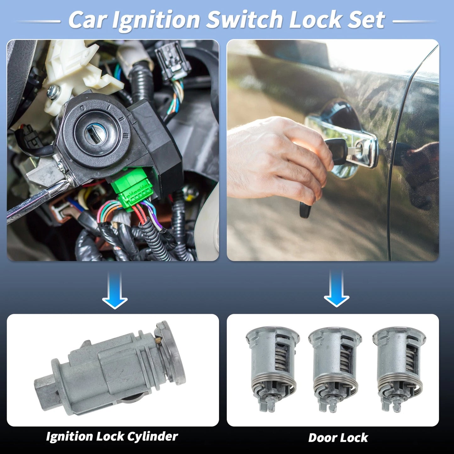 Ignition Lock Cylinder & Door Lock for Jeep Wrangler TJ (1998-2001)