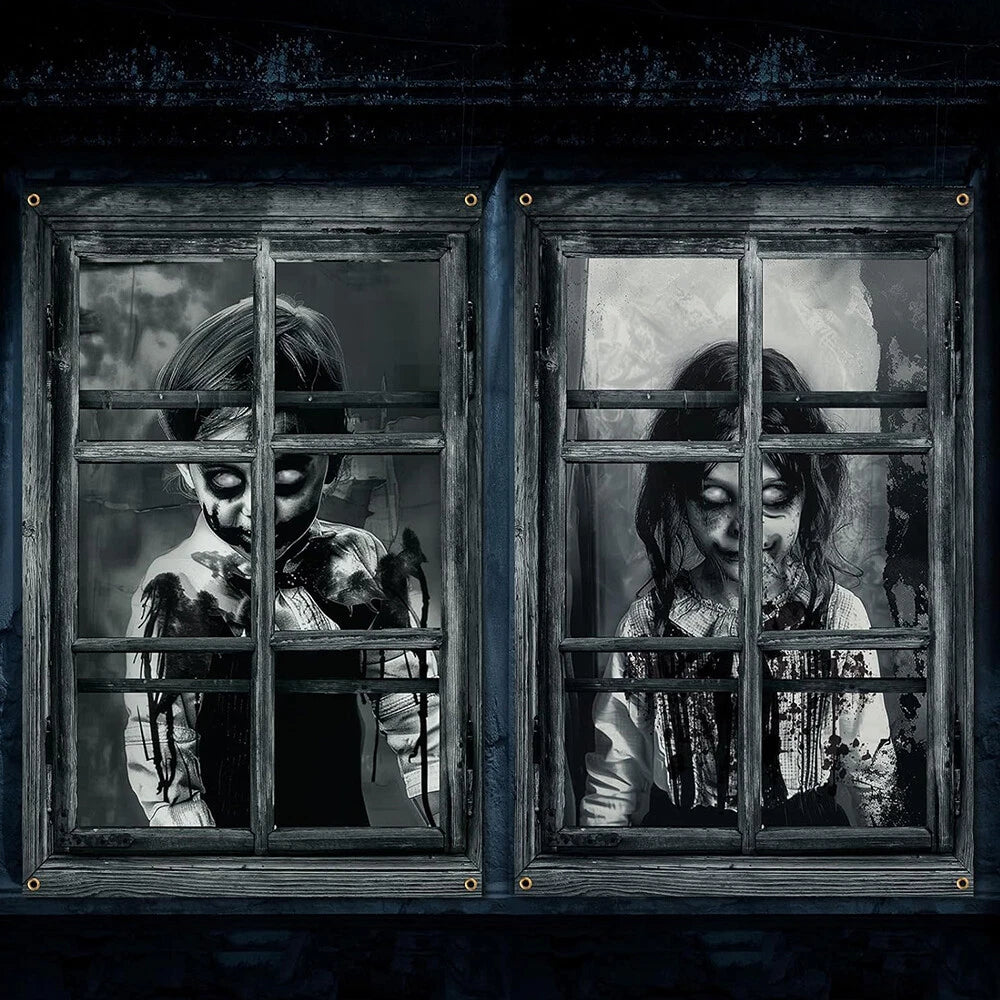 Scary Halloween Curtains for Indoor Outdoor Party Decor 80 x 120cm