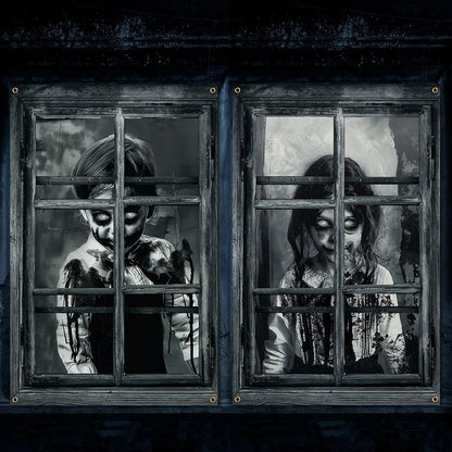 Scary Halloween Curtains for Indoor Outdoor Party Decor 80 x 120cm