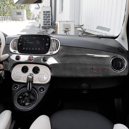 100% Dry Gloss Carbon Fiber Dashboard Panel Cover Trim for Fiat 500 2016-2023