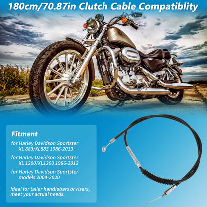 180cm/70.87" Clutch Cable for Harley Sportster XL883 XL1200 (1986–2013)