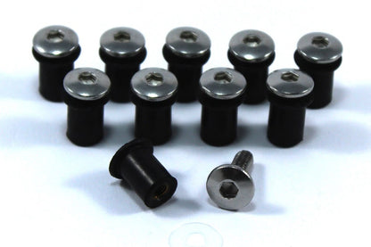 Windscreen Bolts x10 Stainless Steel + Quality Rubber Well Nut for Yamaha