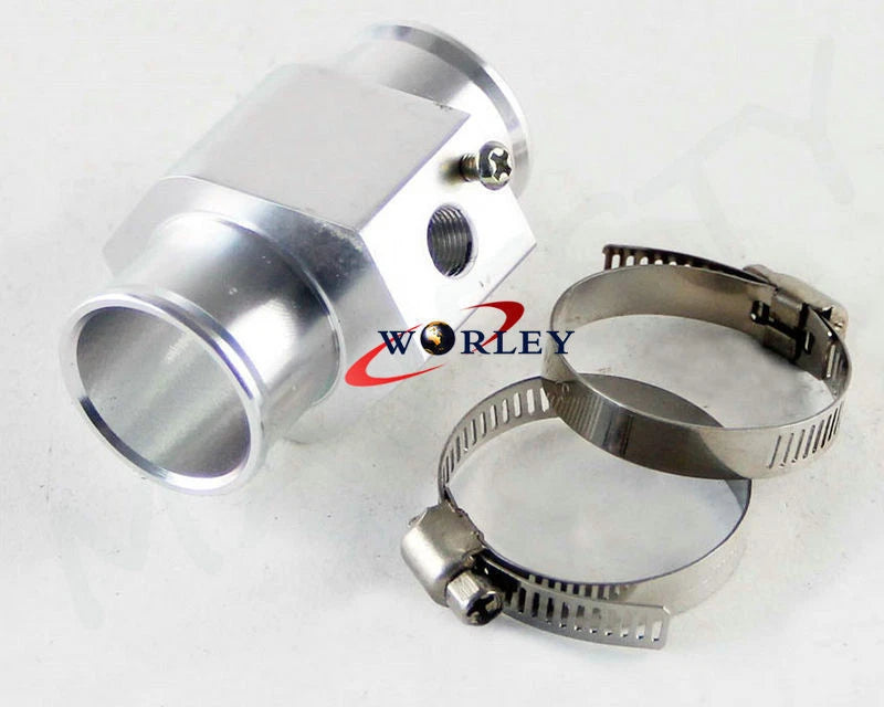 30MM Water Temp Sensor Alloy Adaptor for Radiator Hose Connector + Clamps