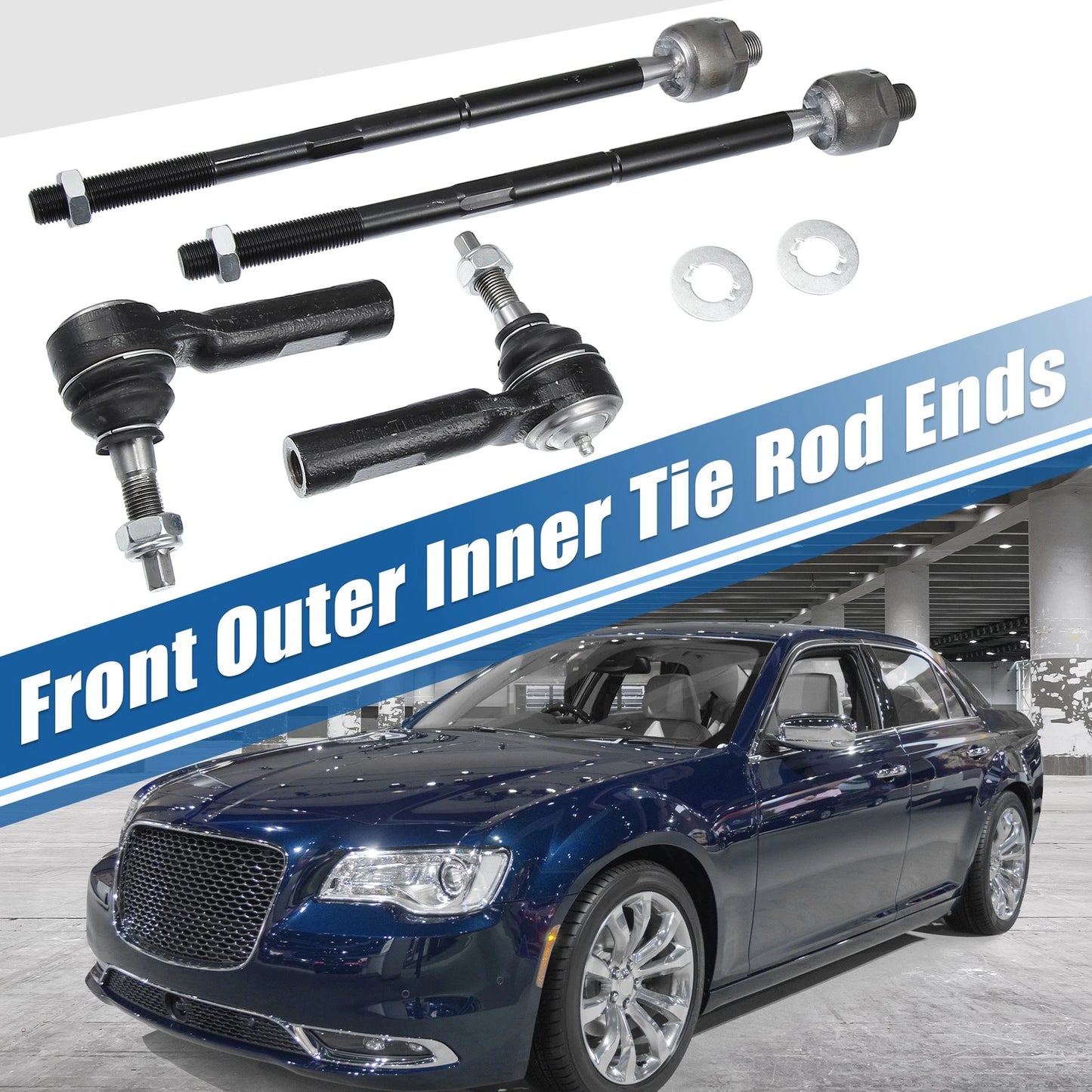 4 x Front Inner Outer Tie Rod End Links for Dodge Challenger Charger