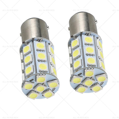 12V BA15D LED White 27 SMD 5050 Indicator Signal Lights for Caravan