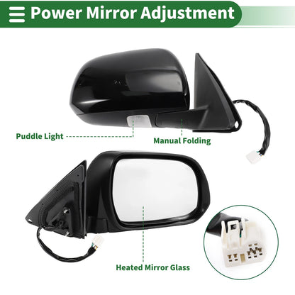 Right Side Door Mirror Gloss Black for Toyota Highlander (08–13)